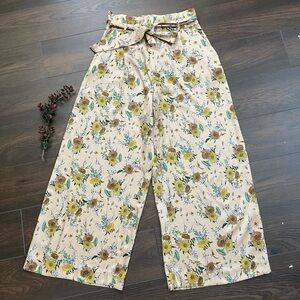 Mango suit floral wide leg pants